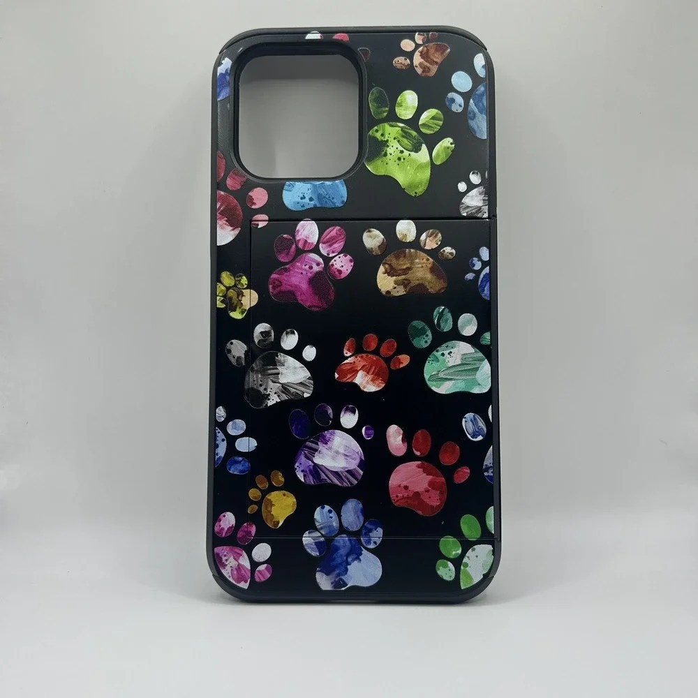 Rainbow Dog Paws Black Case with Card Slot IPhone 14 Pro Max‎